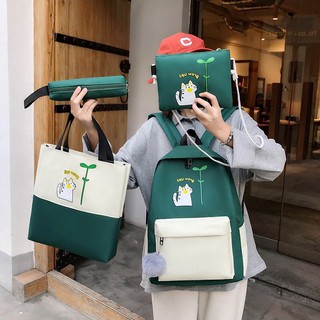 Balo set 4 món thời trang đi học - Mầm mèo