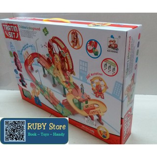 [Tặng kèm pin] HỘP LẮP RÁP XE LỬA ĐƯỜNG TRƯỢT VÀ ĐU QUAY (Dùng pin)