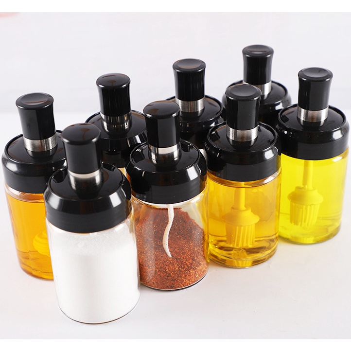 Lọ đựng gia vị thuỷ tinh kèm thìa, Hũ gia vị kèm muỗng Lọ đựng gia vị 250ml MKS020
