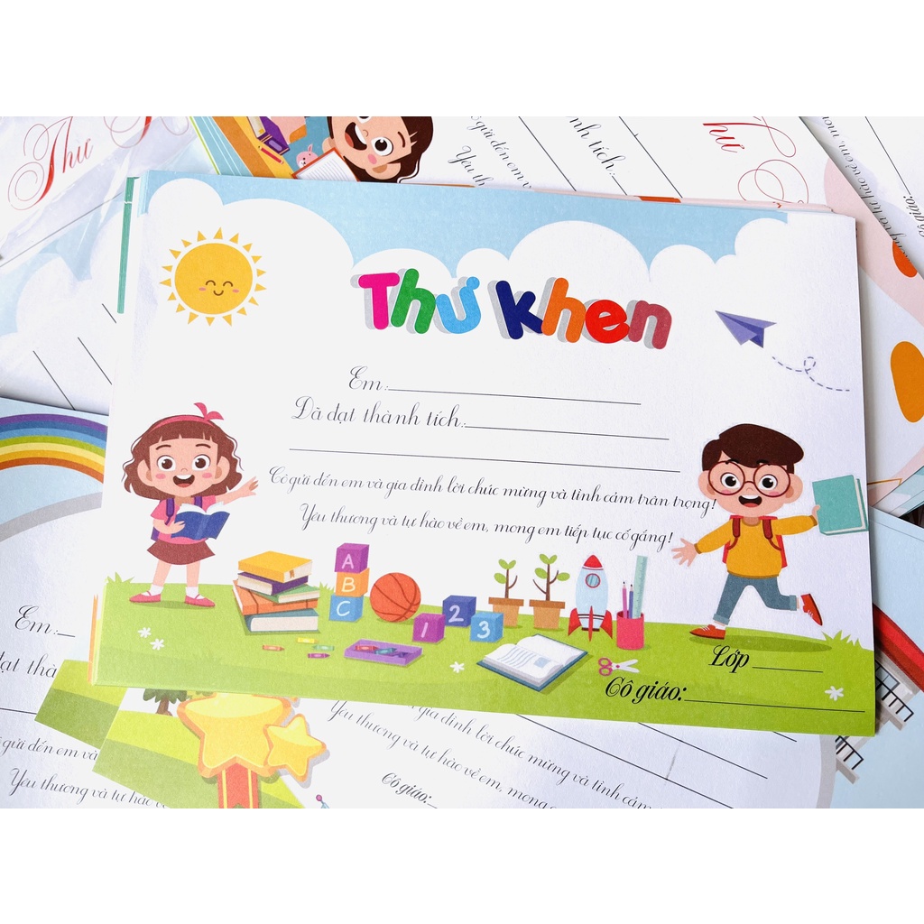 giấy thư khen ngợi học sinh 1 xấp 100 tờ định lượng 100gsm không lem khổ A5