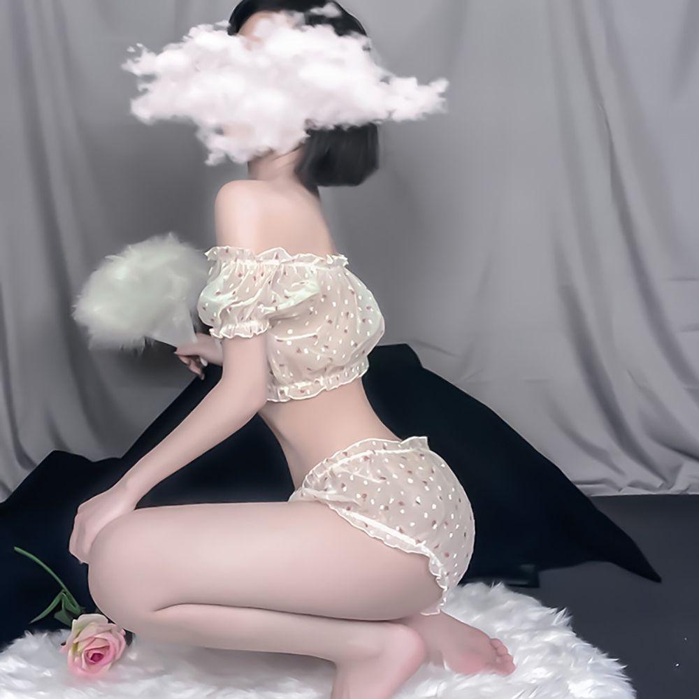 Bộ Đồ Ngủ Ngắn Họa Tiết Chấm Bi Phối Bèo Quyến Rũ Cho Nữ