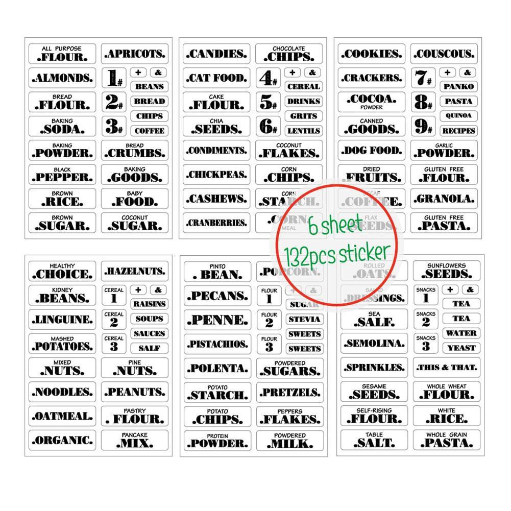 Bộ 132 Nhãn Nhựa Gắn Hũ Gia Vị W7V2