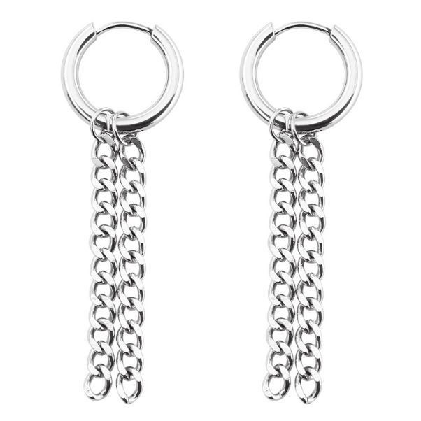 Khuyên tai bông tai nam nữ dạng 3 dây xích cực chất