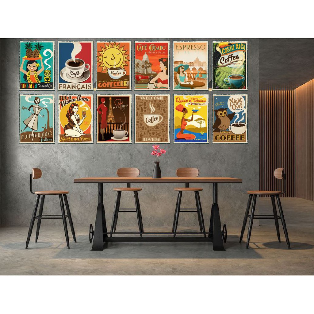 Tranh thiếc (Metal poster Decoralsub) Chủ Đề "Coffee Vintage"