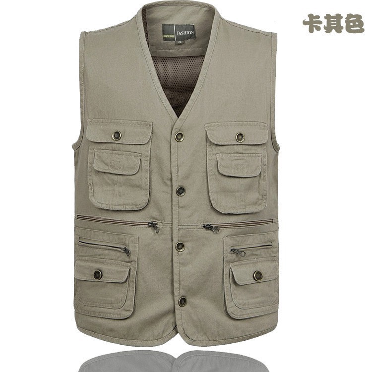 Áo Ghi-Lê Cotton Nhiều Túi Phong Cách Mùa Thu Thời Trang Cho Nam