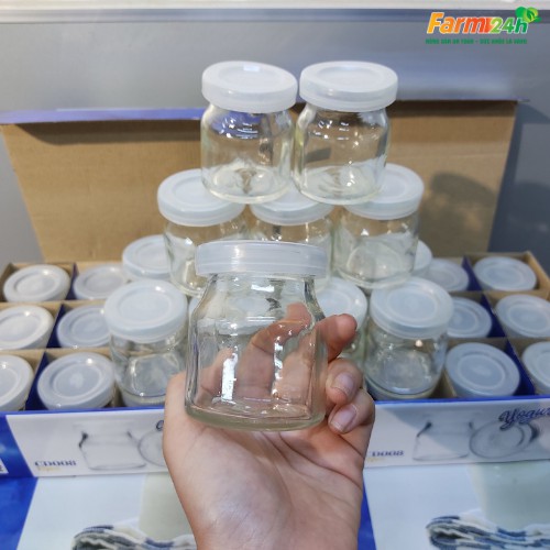 Hũ thủy tinh làm sữa chua, bánh flan 100ml có nắp, hàng loại 1, dùng được trong lò vi sóng | Farm24h