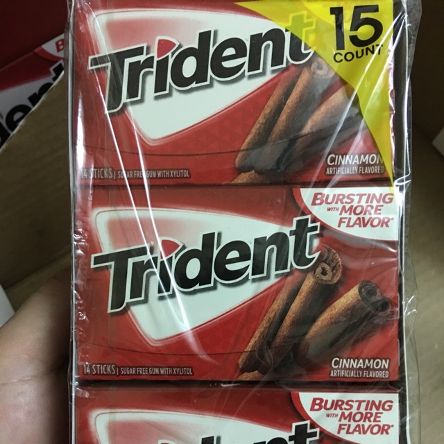 Kẹo Cao su Trident vị Quế - ngừa sâu răng, giảm thèm ăn (loại 12 thanh)