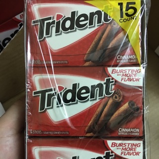 Kẹo Cao su Trident vị Quế - ngừa sâu răng, giảm thèm ăn (loại 12 thanh)