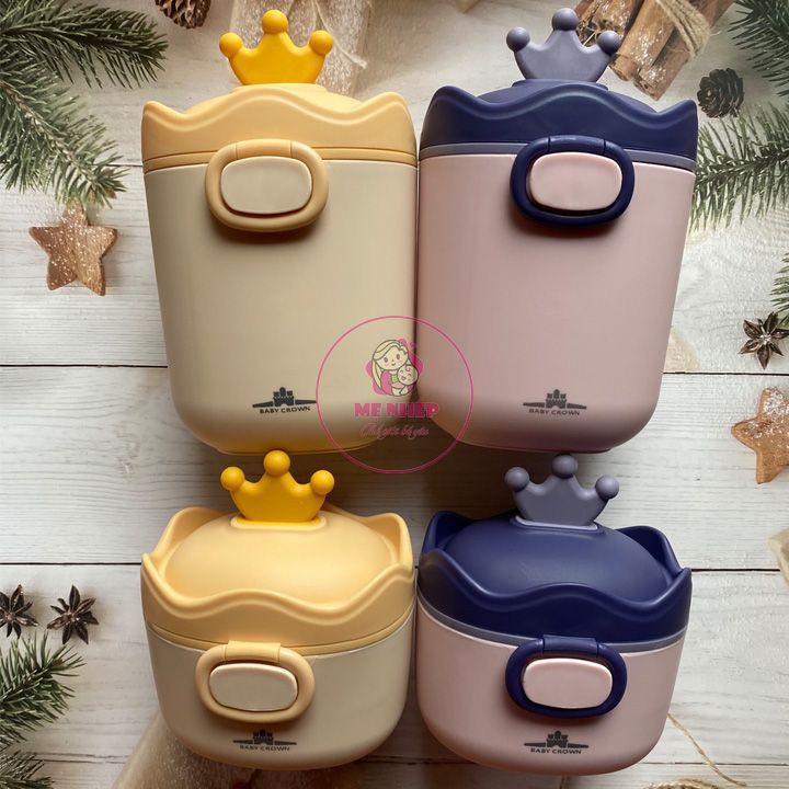 Free Ship 🎁🎁🎁 Hộp đựng sữa bột, đồ khô hình vương miện cao cấp hãng Baby Crown (có thể tiệt trùng)