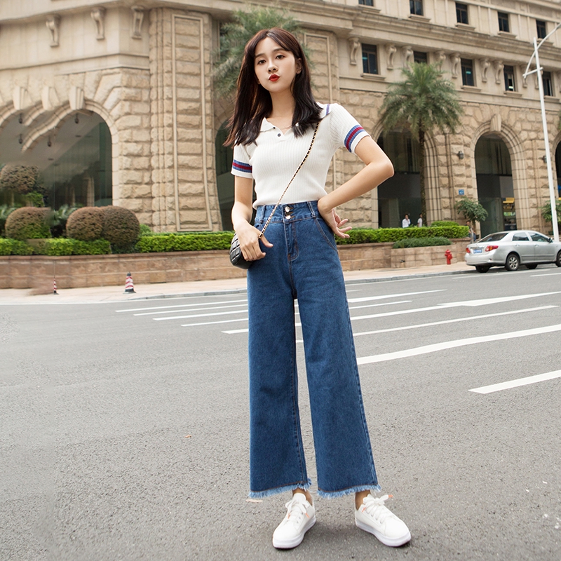Quần jeans nữ ống rộng thời trang phong cách Hàn Quốc | BigBuy360 - bigbuy360.vn