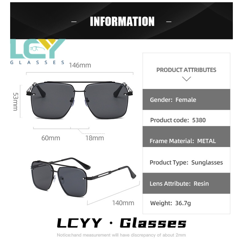 Kính Mát Gọng Vuông Kim Loại Phong Cách Âu Mỹ Thời Trang Cho Nam 5380