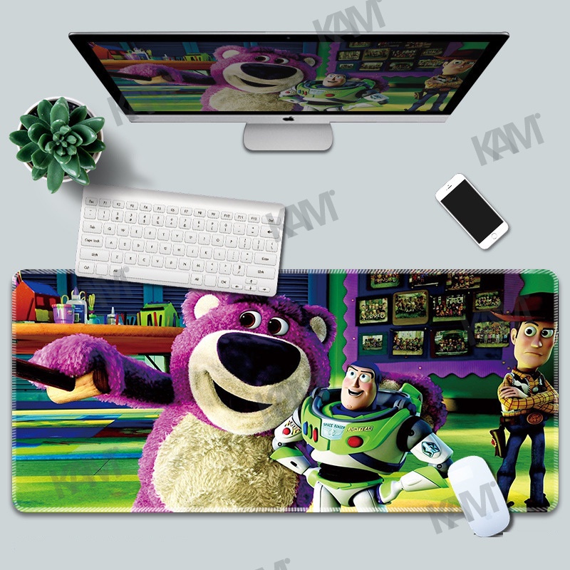 Kam Phim hoạt hình Đồ chơi Story Bàn di chuột lớn 800mmx300mm Bàn di chuột không thấm nước Tấm lót chuột Lotso dễ thương In HD Buzz Ánh sáng Năm văn phòng Bàn phím chuột Tấm trang trí phòng