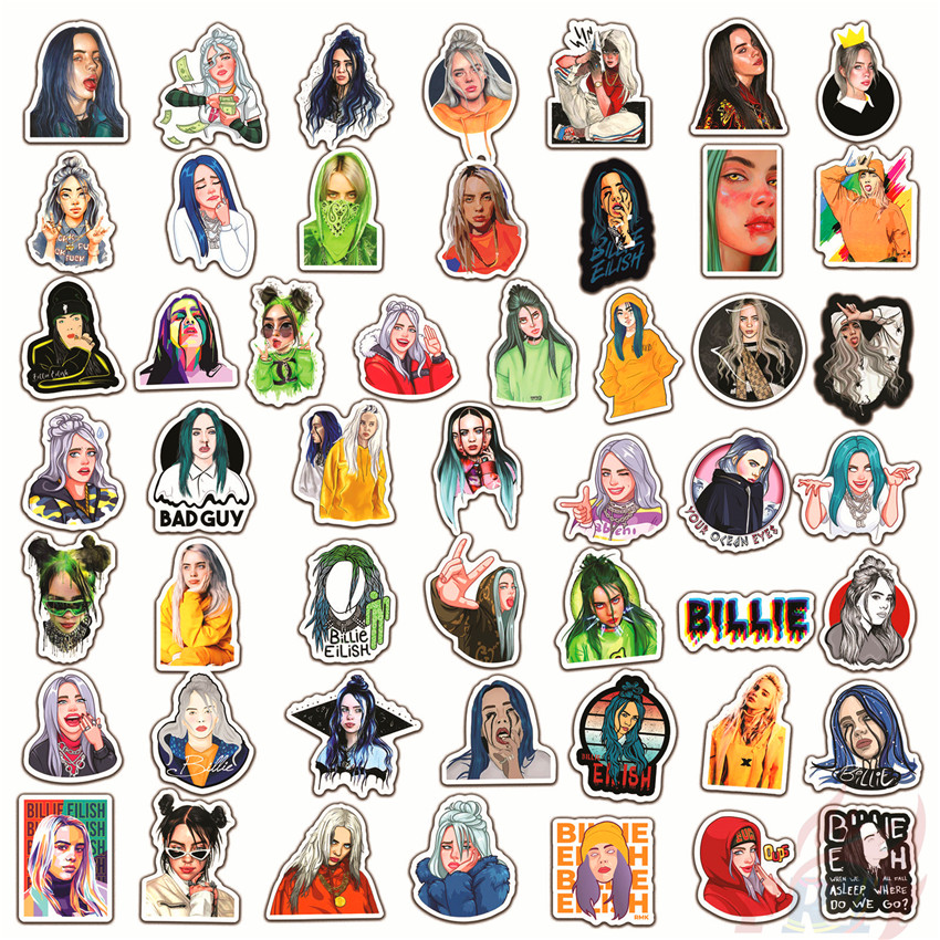 ❉ Billie Eilish Series 07 - Pop Singer Superstar Stickers ❉ 50Pcs/Set DIY Fashion Mixed Doodle Decals Stickers