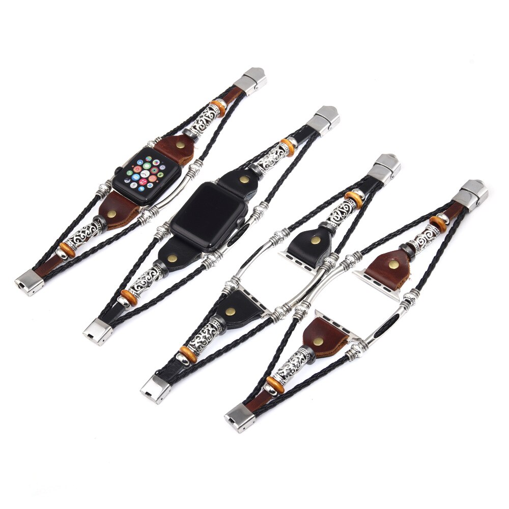 Dây Đeo Bằng Da Thật Phong Cách Retro Cho Đồng Hồ Apple iWatch Series 7 6 SE 5 4 3 2 1 3 2 1 38mm 42mm 44mm 41mm 45mm