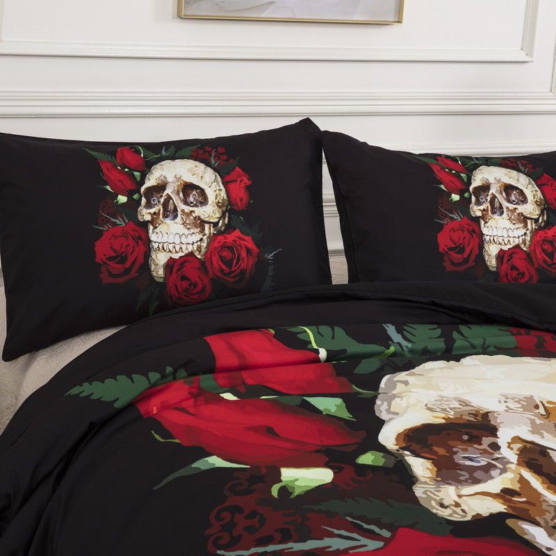 Vỏ Gối In Hình Đầu Lâu Hoa Hồng 3D Độc Đáo