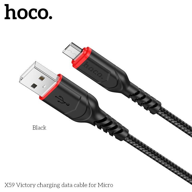 Cáp Sạc Hoco X59 Dây Dù Chống Đứt, Dây Sạc Nhanh 2.4A/3A và Hỗ trợ Truyền Dữ Liệu cho các dòng điện thoại - Bảo Hành 12T