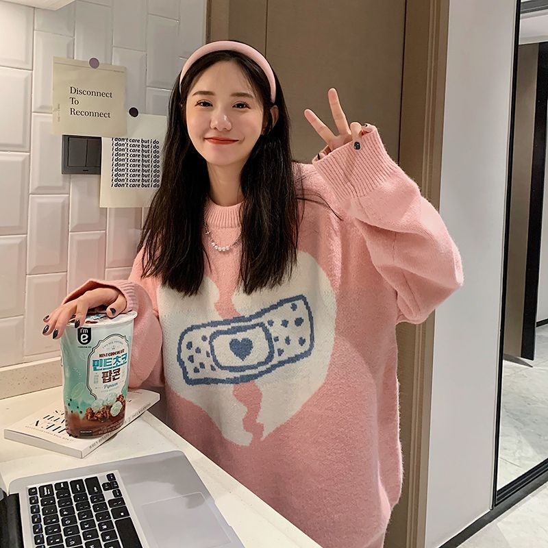 Áo Sweater Cổ Tròn Dáng Rộng Thiết Kế Mới Thời Trang Mùa Đông Dành Cho Cặp Đôi