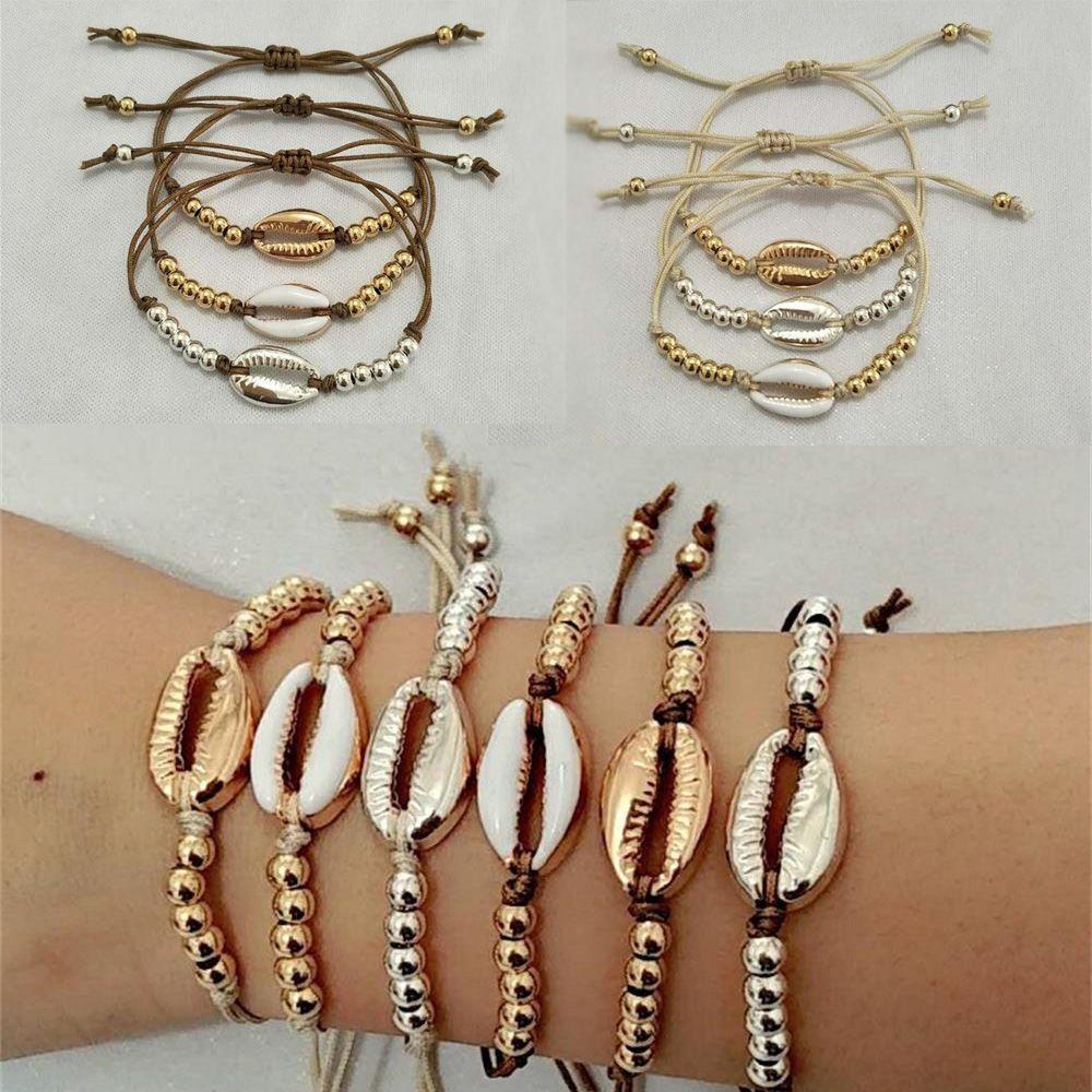 NEXTVN Vòng Tay Vỏ Sò Màu Vàng / Bạc Handmade Có Thể Điều Chỉnh Kích