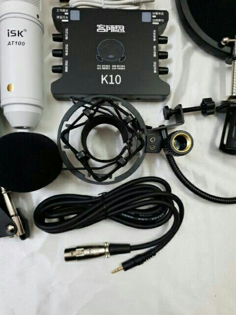 [Mã ELHACE giảm 4% đơn 300K] Comno trọn bộ thu âm livestream hát karaoke mic AT100 + soundcard K10 + Full phụ kiện