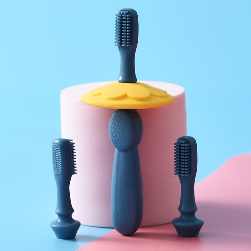 Bàn Chải Tập Đánh Răng và Matxa Nướu Silicon Cho Bé Từ 1 - 3 Tuổi