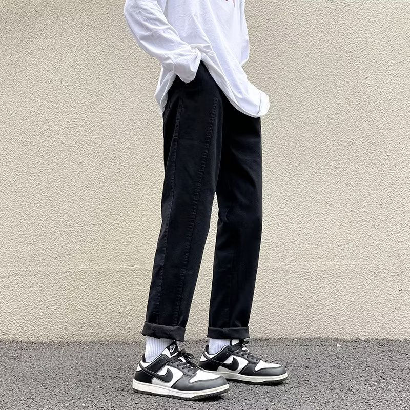 Quần Denim Cotton Ống Suông Ôm Thời Trang Retro Hàn Quốc Dành Cho Nam
