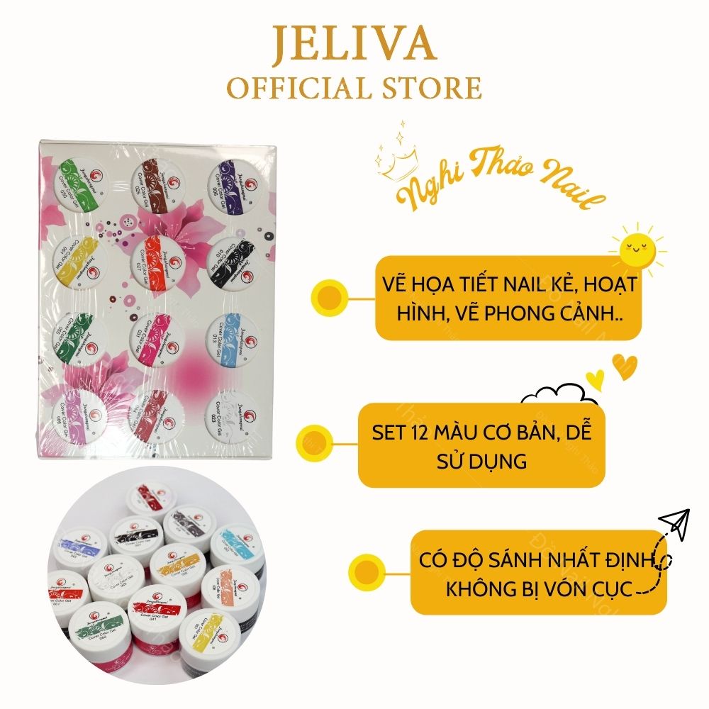 Set gel vẽ Fengshangmei JELIVA 12 màu