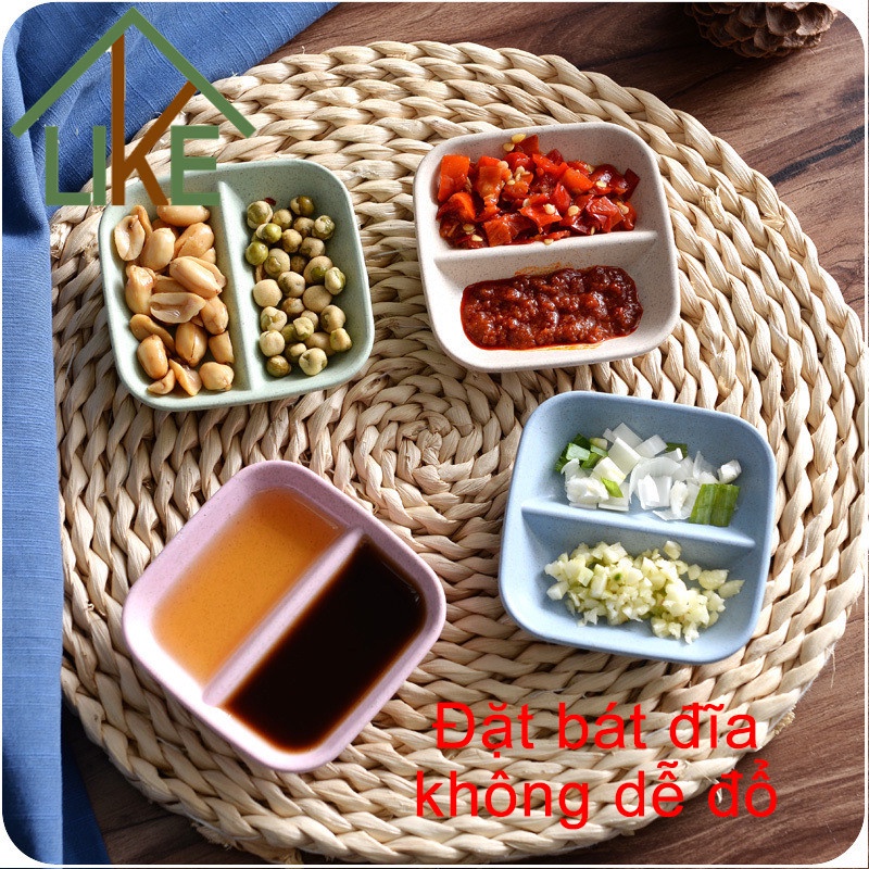 [HCM] Bếp gia đình món ăn nhỏ đôi món ăn nhỏ rơm lúa mì vuông bộ đồ ăn nhà bếp giấm xì dầu nước sốt gia vị đĩa dưa chua