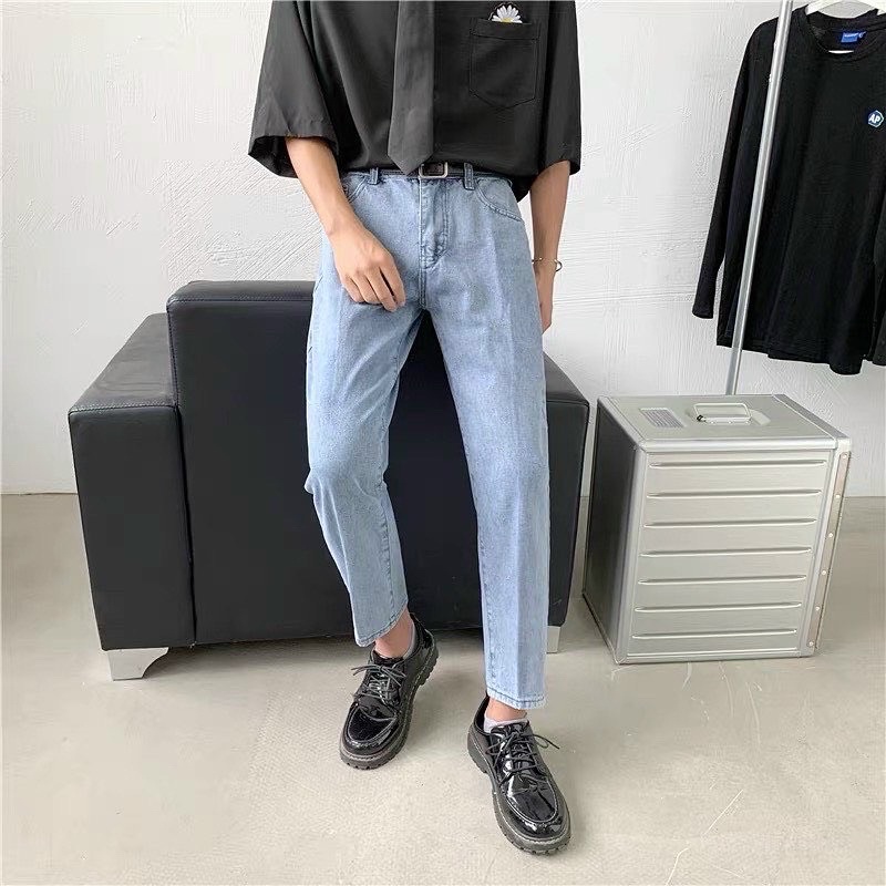 QUẦN BAGGY JEANS TRƠN ỐNG NHỎ FORM UNISEX NAM NỮ (hình chụp thật)