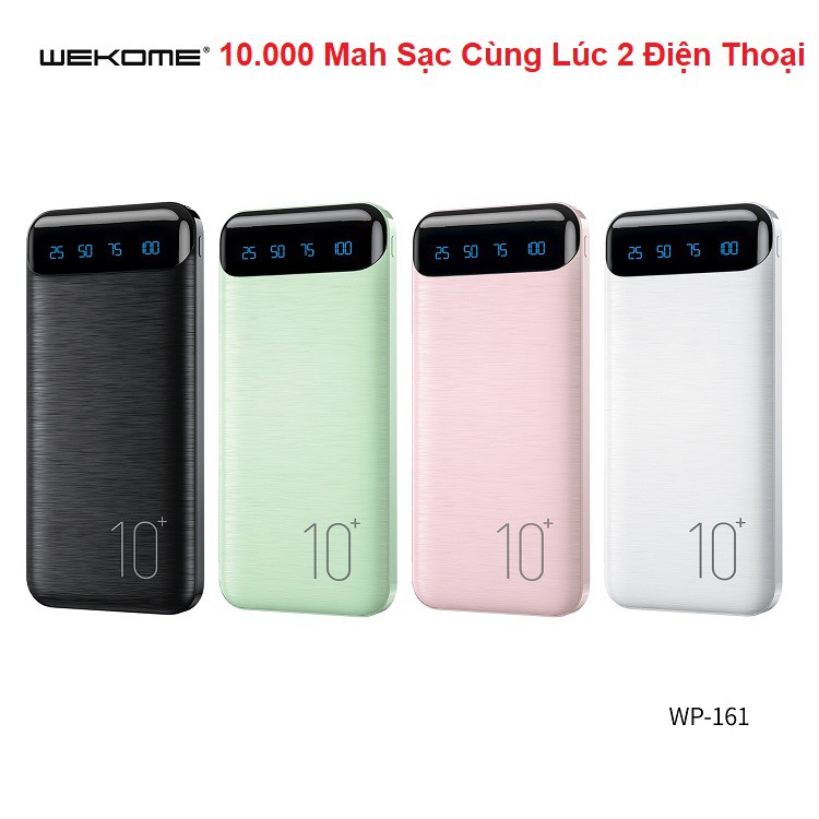 Pin Sạc Dự Phòng Chính Hãng, WK - 10.000 Mah - Hỗ Trợ Sạc Nhanh Cùng Lúc Cả 2 Điện Thoại - BảoHành 12T