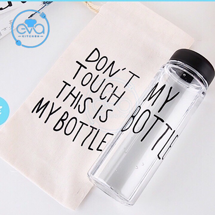 Combo 5 Bình Nước Thủy Tinh In Chữ Kèm Túi Vải Đựng My Bottle Nhiều Màu 500ml