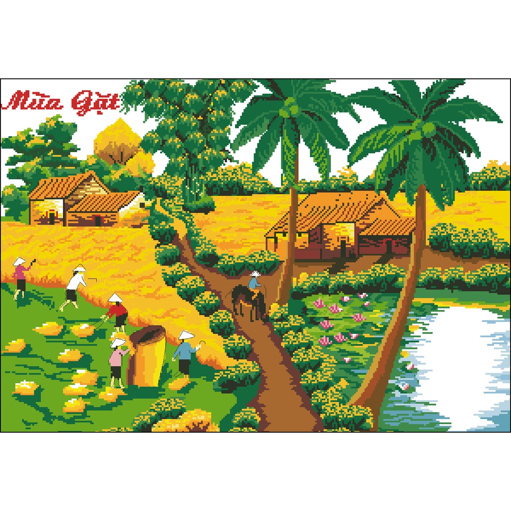 Tranh Thêu Chữ Thập Mùa Gặt