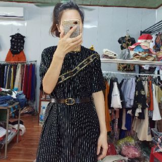 Váy nhung kẻ kim sa