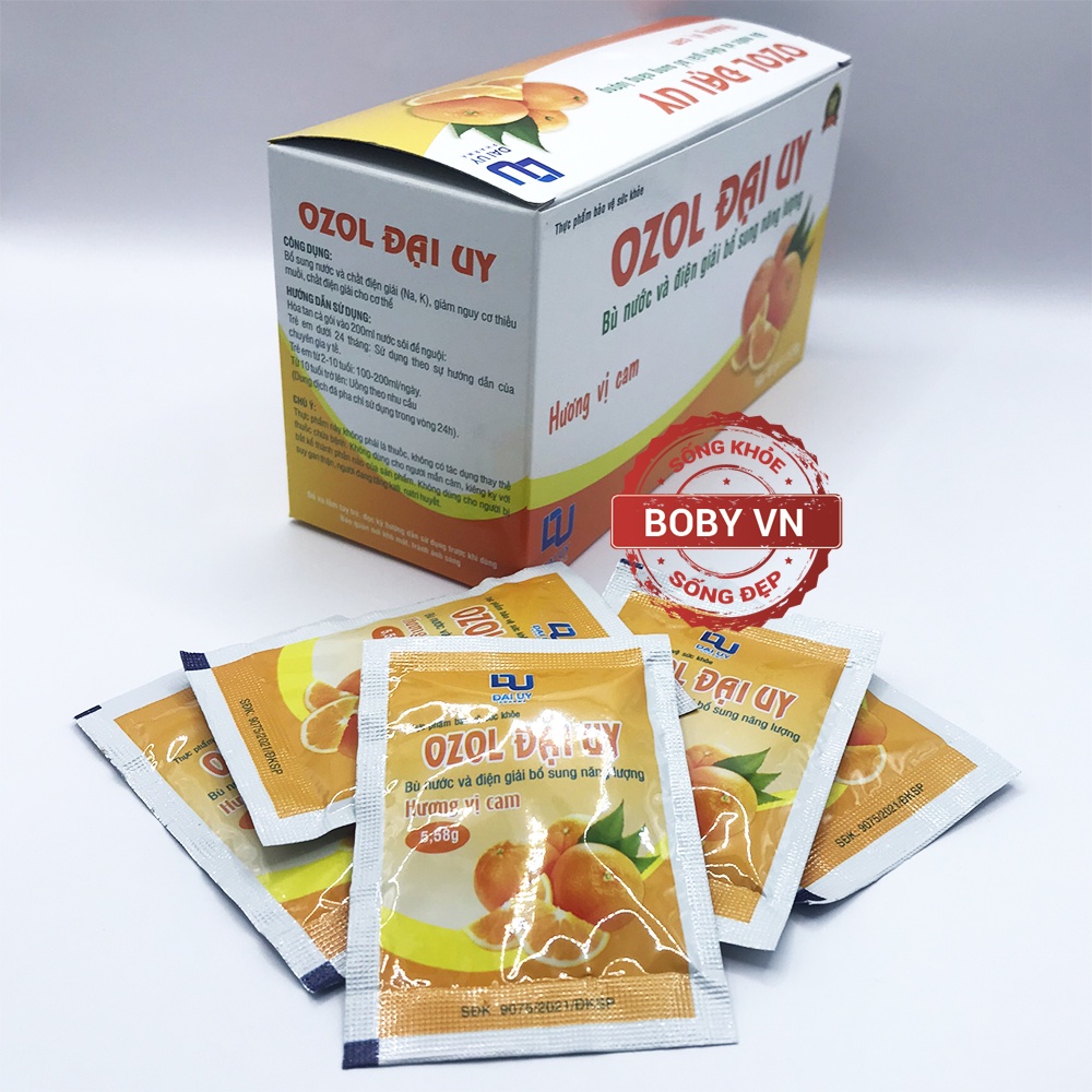 Ozol Đại Uy - Bù nước và điện giải bổ sung năng lượng - Hương vị cam - Hộp 40 gói