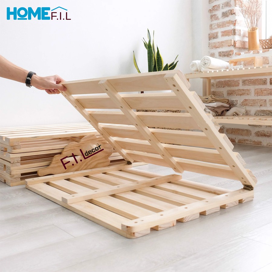 [ FREE SHIP ]Giường Ngủ Pallet Gỗ Thông Minh Homefil Skinny Bed/ Giường Gấp Thông Minh/ Pallet Gấp Gọn [Hàng Xuất Khẩu]