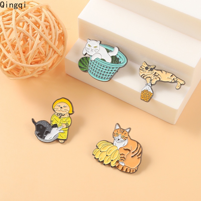 Ghim cài áo Miss Zoe hình mèo và trái cây hoạt hình dễ thương vui nhộn thích hợp là quà tặng