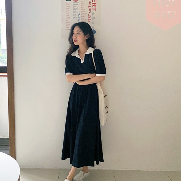 Váy dài đẹp basic FIRST DATE đi biên đi chơi đơn giản Váy công sở nhẹ nhàng ngọt ngào