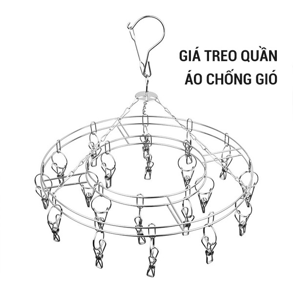 [HÀNG CÓ SẴN] Móc tròn inox treo quần áo/ treo đồ dùng 20 clip