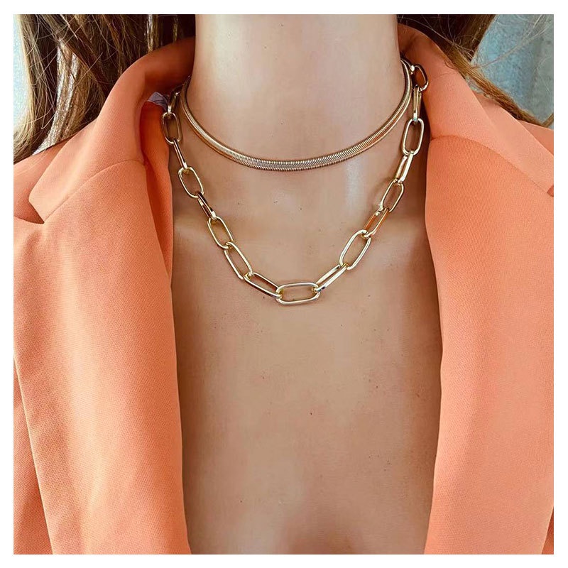 [Augustcloth | AugustJewelry] Dây chuyền/ vòng cổ hợp kim mắc xích và bản dẹt phong cách Hàn Quốc