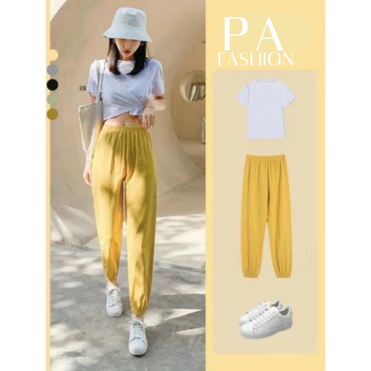 Quần Jogger Nữ Trơn Bo Gấu Ullzang Unisex nhiều màu sắc thiết kế hiện đại dễ phối đồ