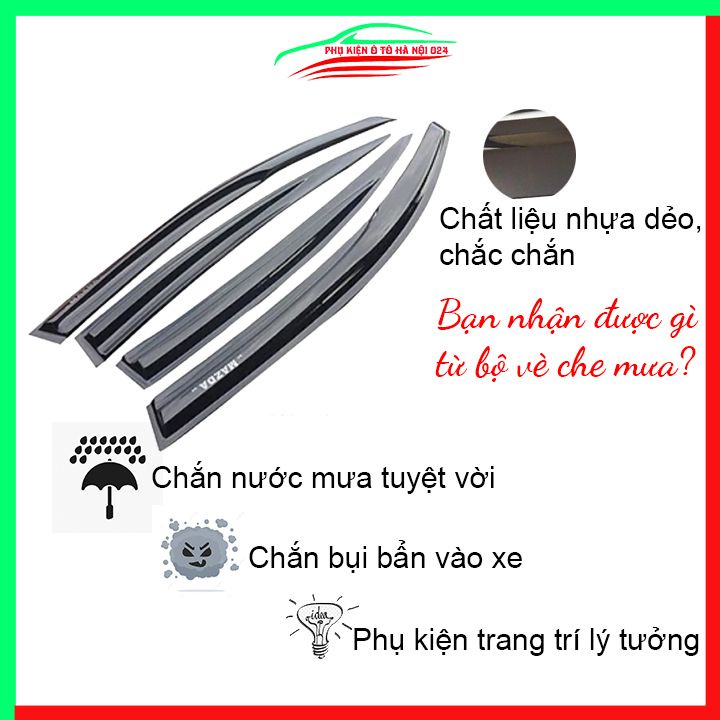 Vè che mưa cho xe ô tô Mazda 3 2015-2019 vè đen bảo vệ trang trí xe