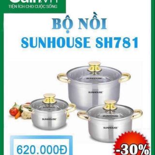 Bộ 3 nồi SUNHOUSE 781 5 đáy