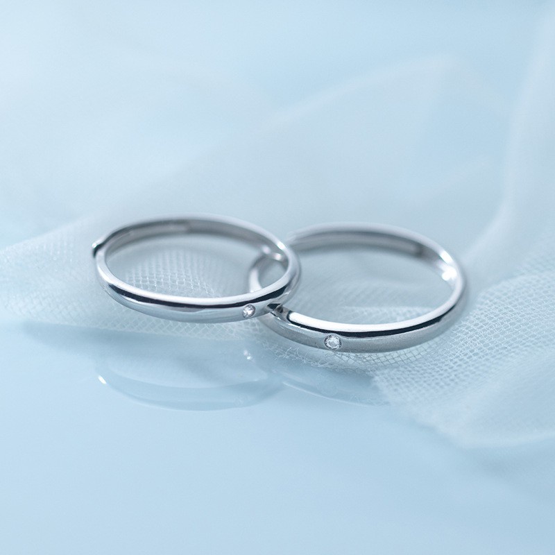 Nhẫn Đôi Bạc S925 Tối Giản Đính Đá NDARJ8909. Nhẫn đôi bạc 925 Nam Nữ 20Silver