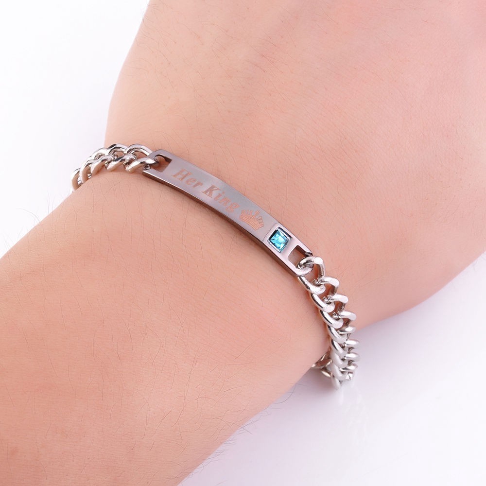 Dây Đeo Tay Cho Cặp Đôi Khắc Chữ His Queen / Her King Thời Trang