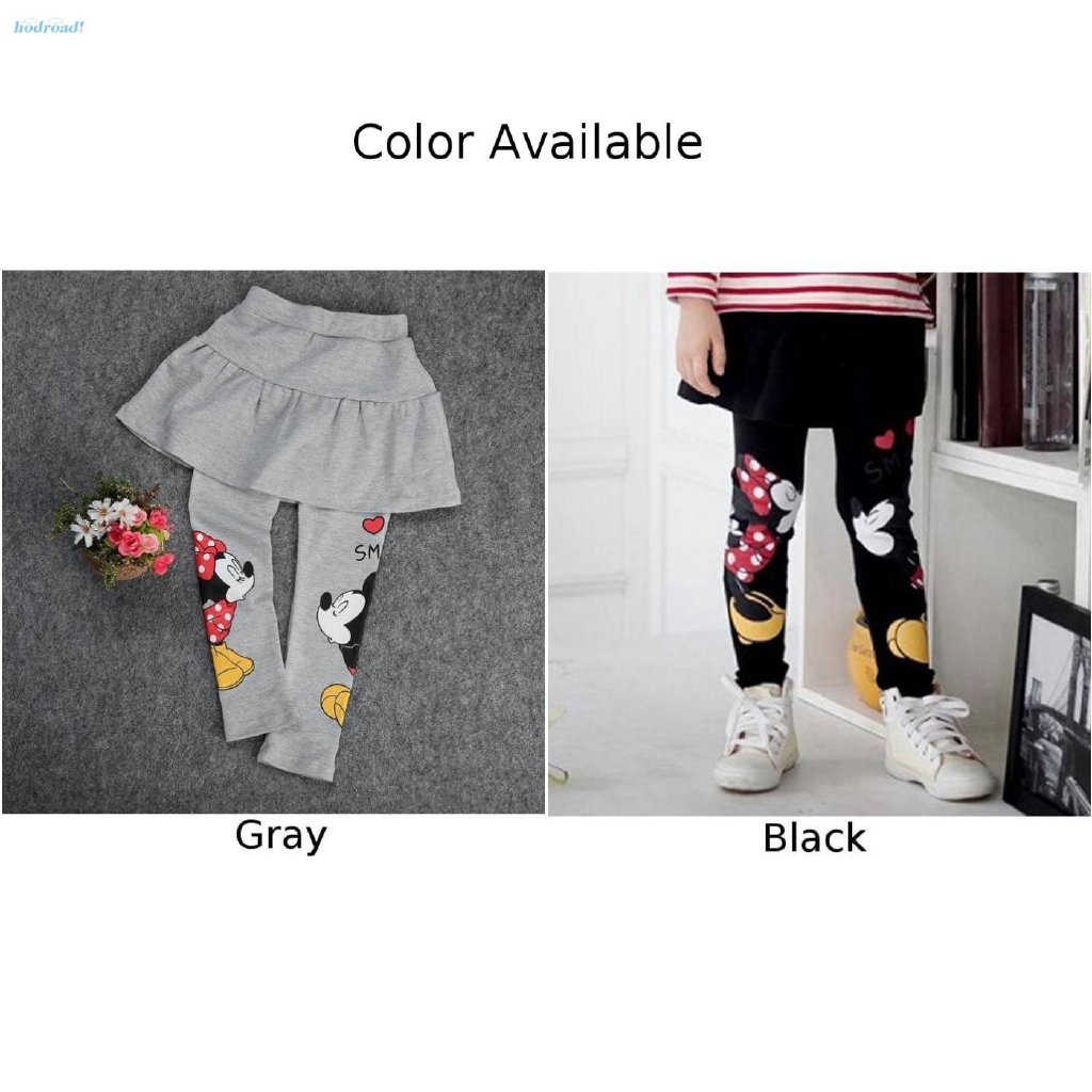 Quần legging liền chân váy cotton mềm mại họa tiết chuột Mickey/Minnie thời trang dành cho bé gái