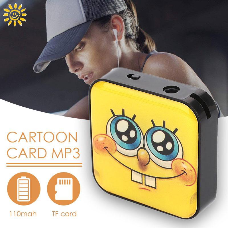 Cute Spongebob Mini Mp3 Player Cartoon Box Convenient With Mp3 Charging Cable