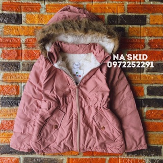 Áo parka hồng lót lông cho bé gái