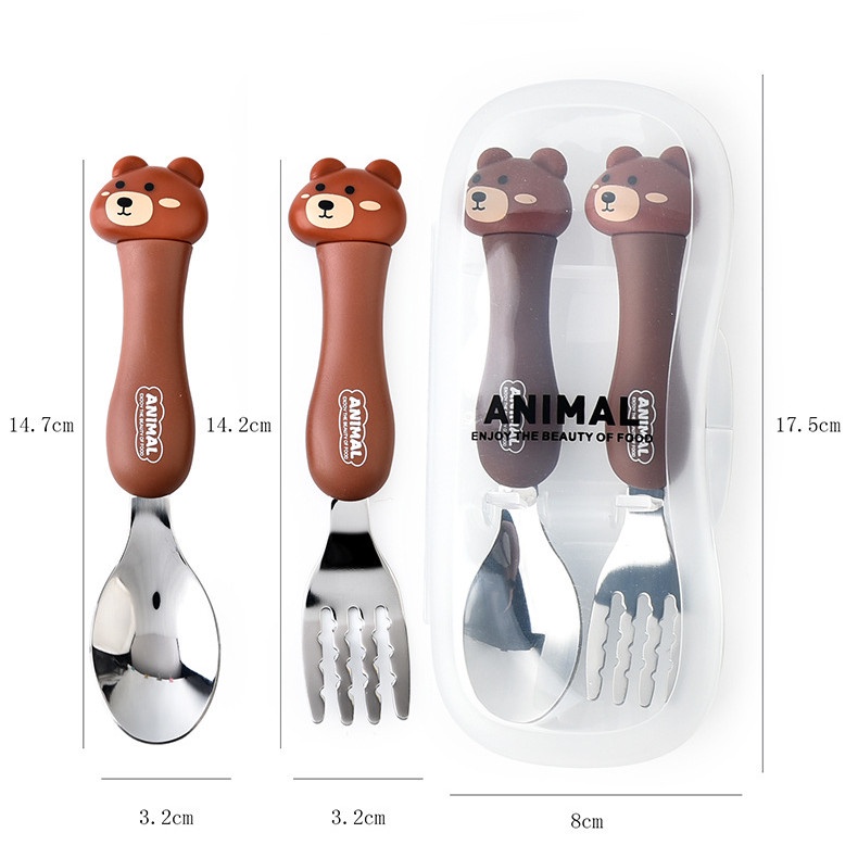 Bộ đồ ăn SABUY Phim hoạt hình cho trẻ em Bộ muỗng nĩa Phim hoạt hình dễ thương cho trẻ em Bộ đồ ăn trẻ em có hộp lưu trữ