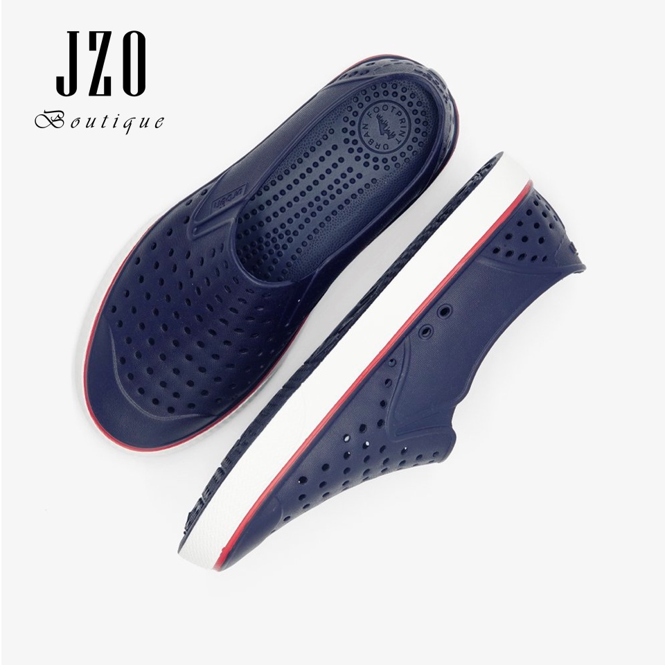 [Chính hãng - Phom nhỏ] Giày nhựa URBAN nam nữ đi mưa đi biển D2201 - Xanh chàm lé đỏ