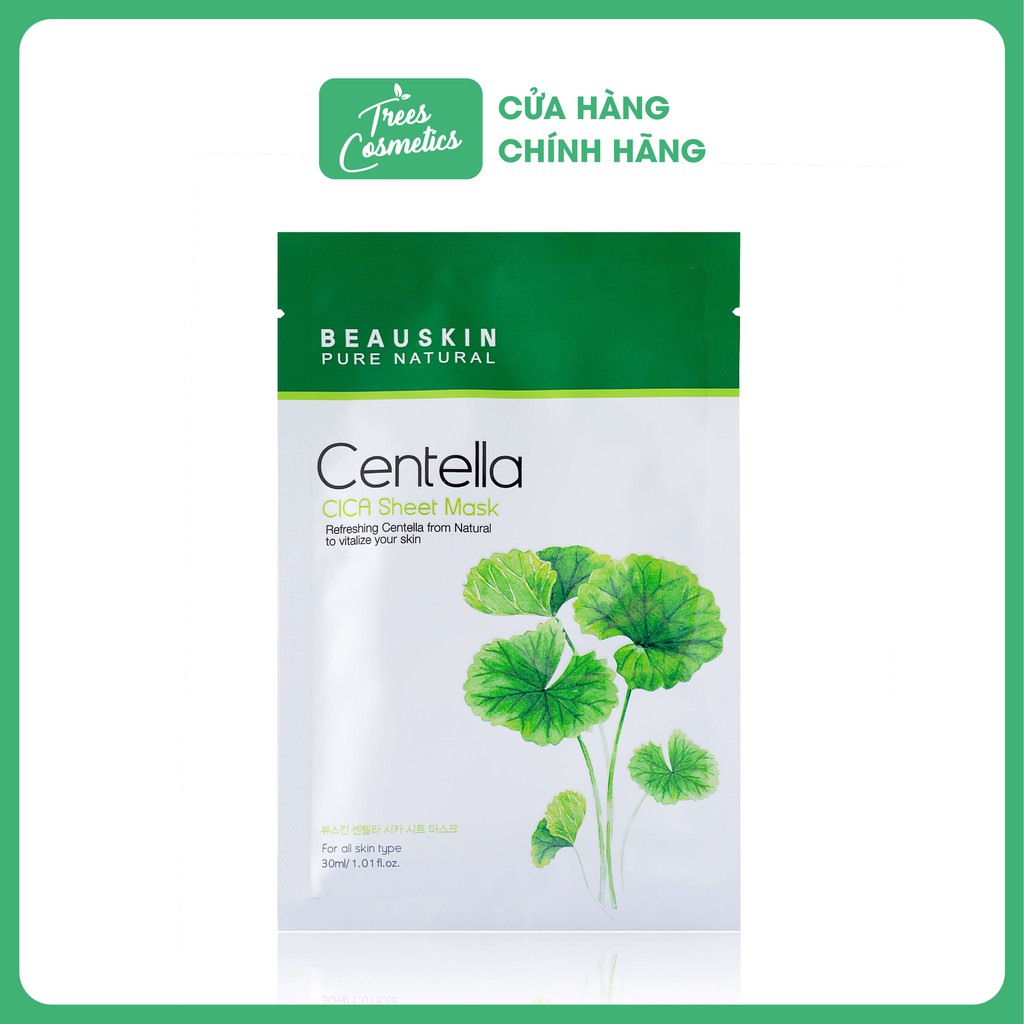 MẶT NẠ BEAUSKIN TINH CHẤT RAU MÁ CENTELLA CICA SHEET MASK 30ML - HÀN QUỐC CHÍNH HÃNG