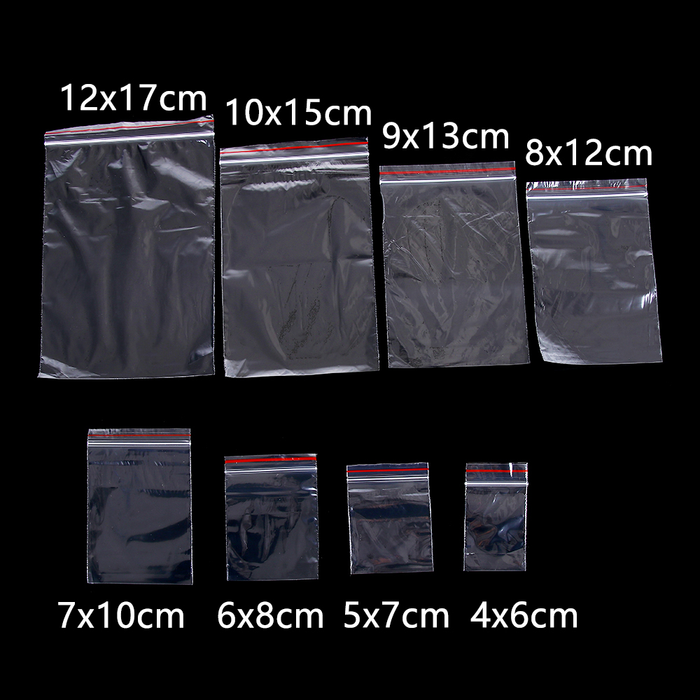 ❀SIMPLE❀ 100 pcs/pack Home Plastic Storage Poly Clear Jewelry Zip Bags Mini Packaging Reclosable Self Adhesive PE Pouch